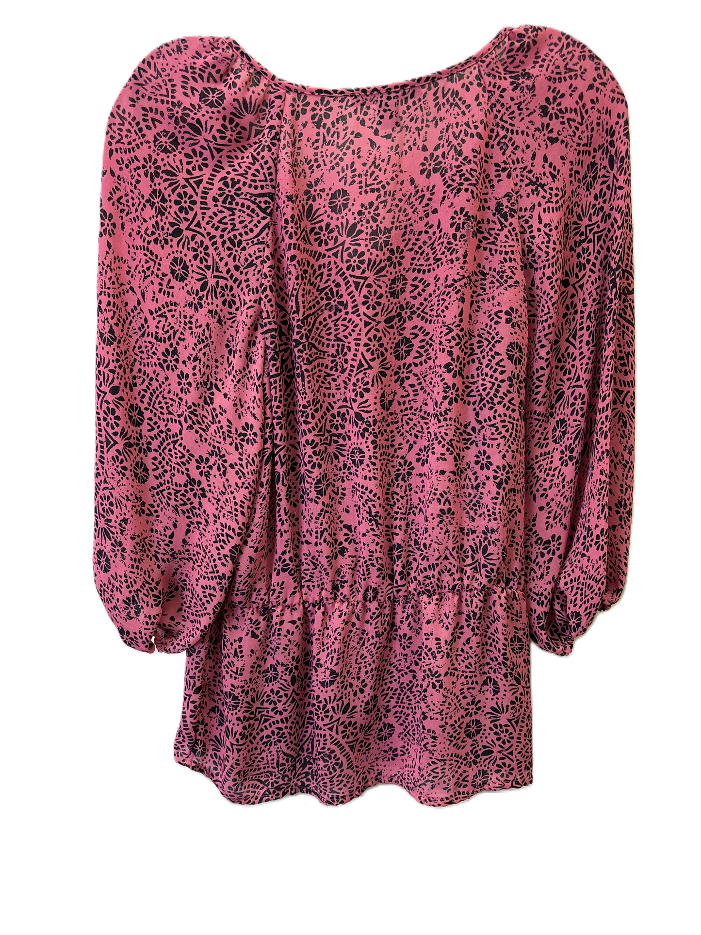 Top 3/4 Sleeve By Banana Republic In Black & Pink, Size: S