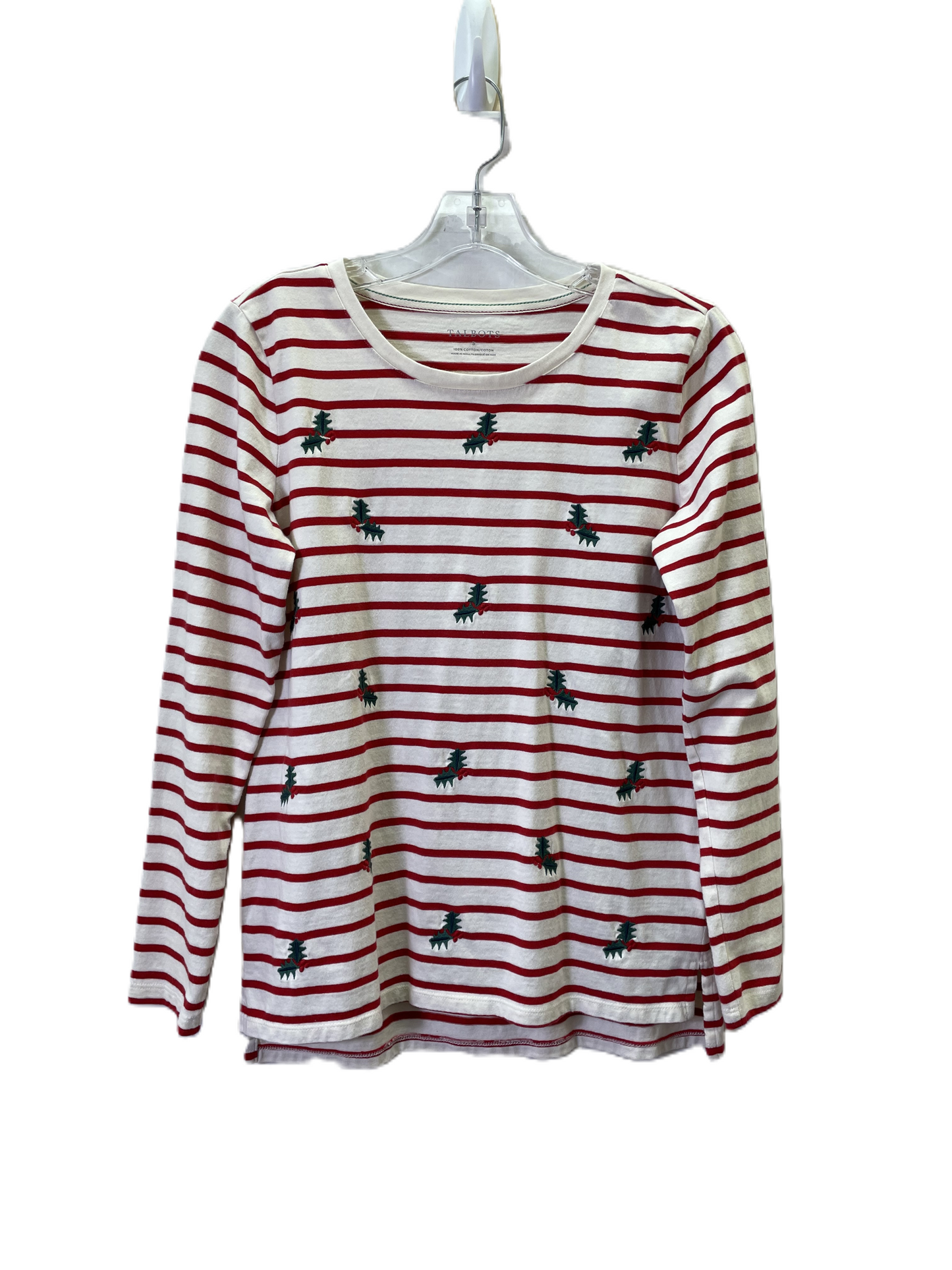 Top Long Sleeve By Talbots In Red & White, Size: S