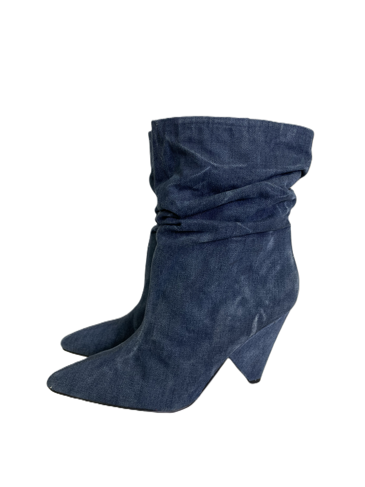 Boots Ankle Heels By Guess In Blue Denim, Size: 8.5