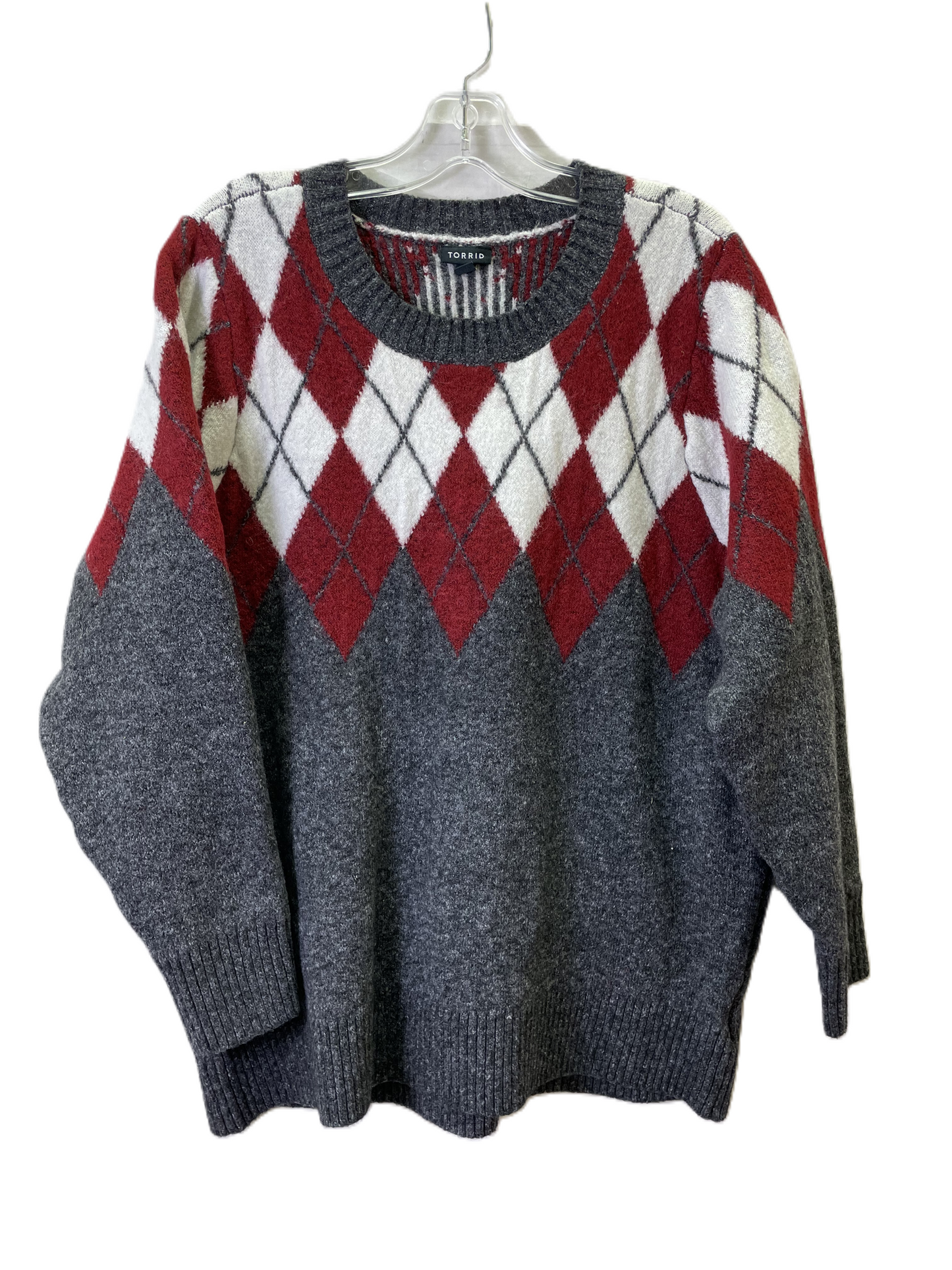 Sweater By Torrid In Grey & Red, Size: 2x