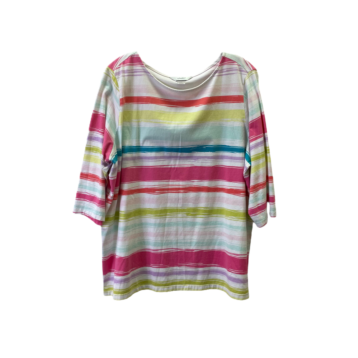 Multi-colored Top 3/4 Sleeve By Cj Banks, Size: 1x