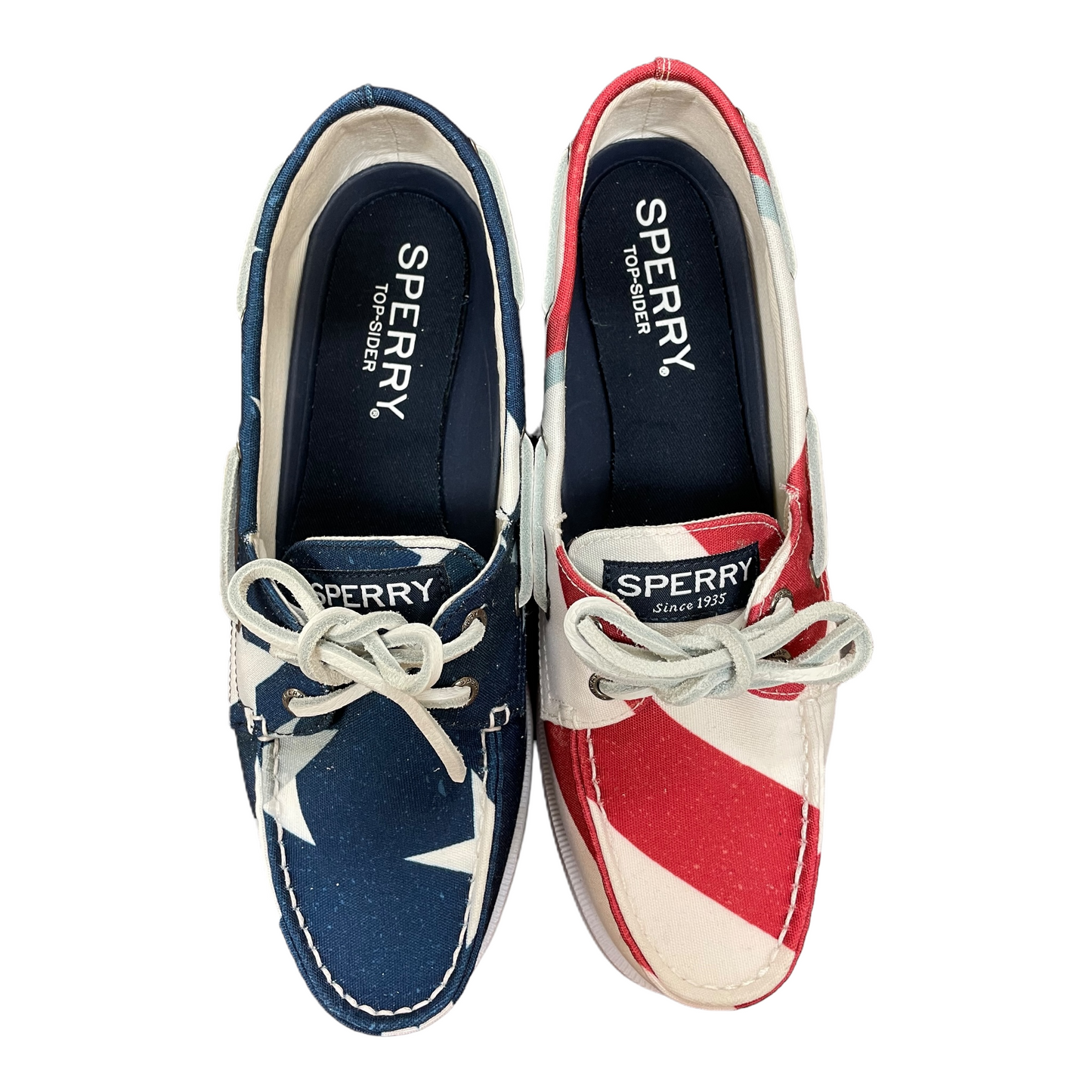Blue & Red & White Shoes Flats By Sperry, Size: 8