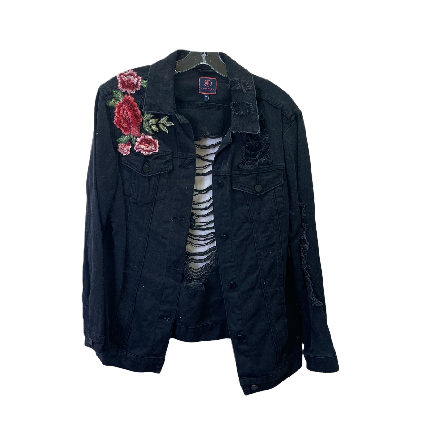 Black Denim Jacket Denim By Boom Boom Jeans, Size: S