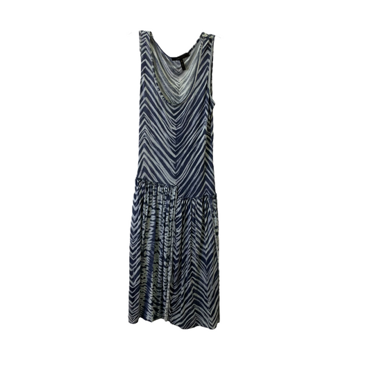 Blue & White Dress Casual Midi By Bcbgmaxazria, Size: M