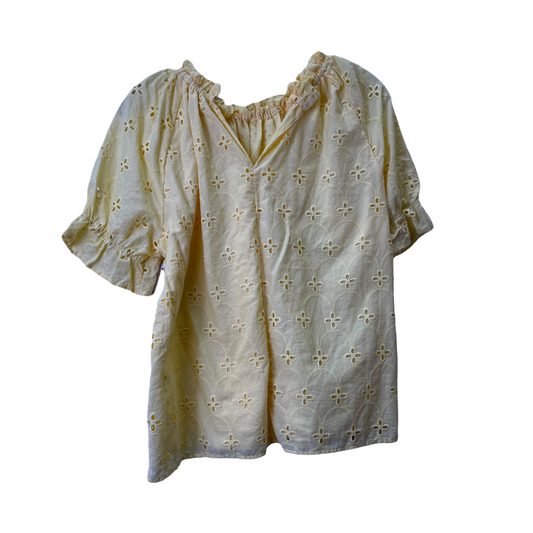 Yellow Top Short Sleeve By Croft And Barrow, Size: Petite L