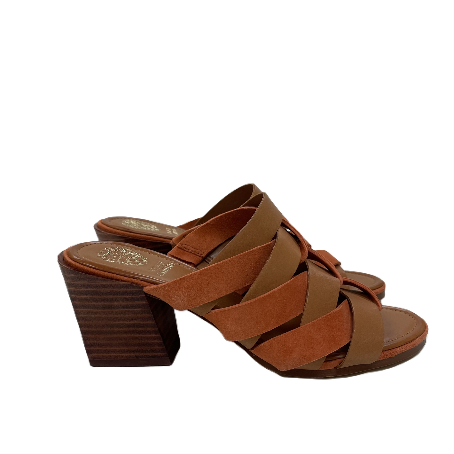 Orange Sandals Heels Block By Vince Camuto, Size: 7.5