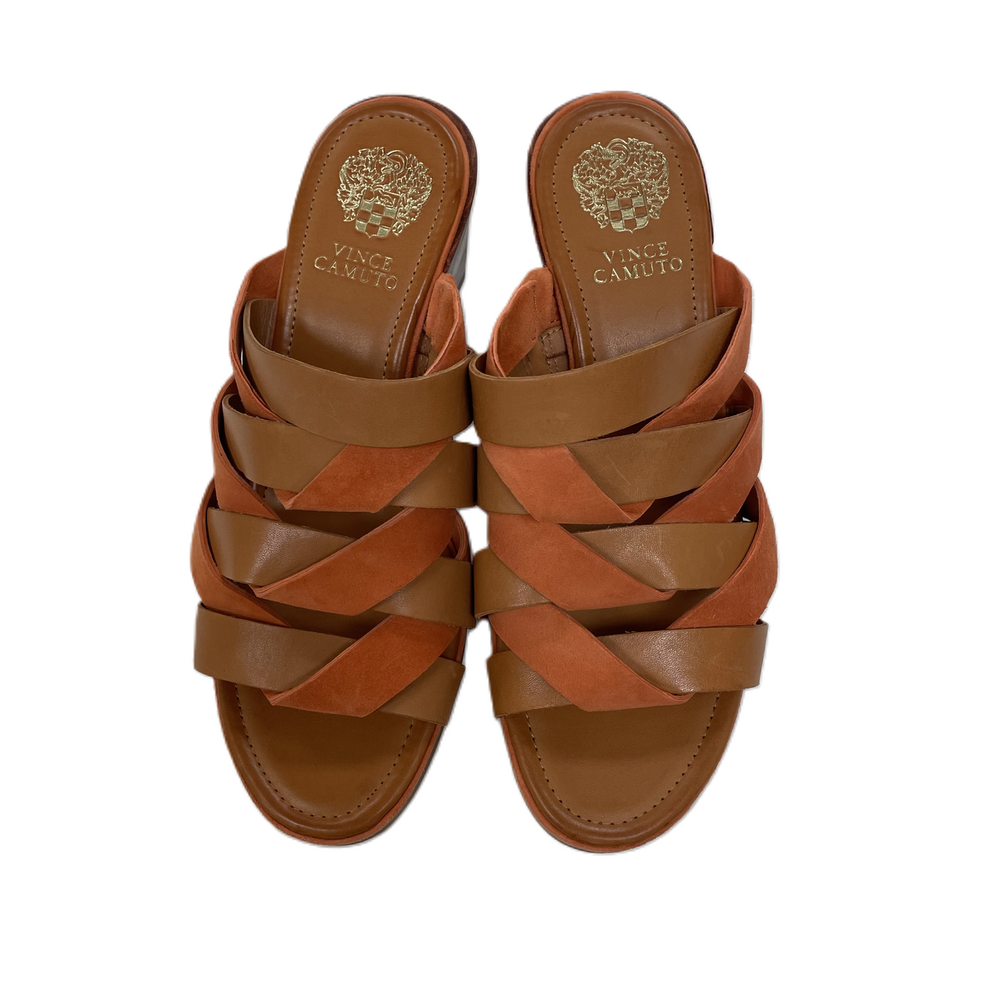 Orange Sandals Heels Block By Vince Camuto, Size: 7.5