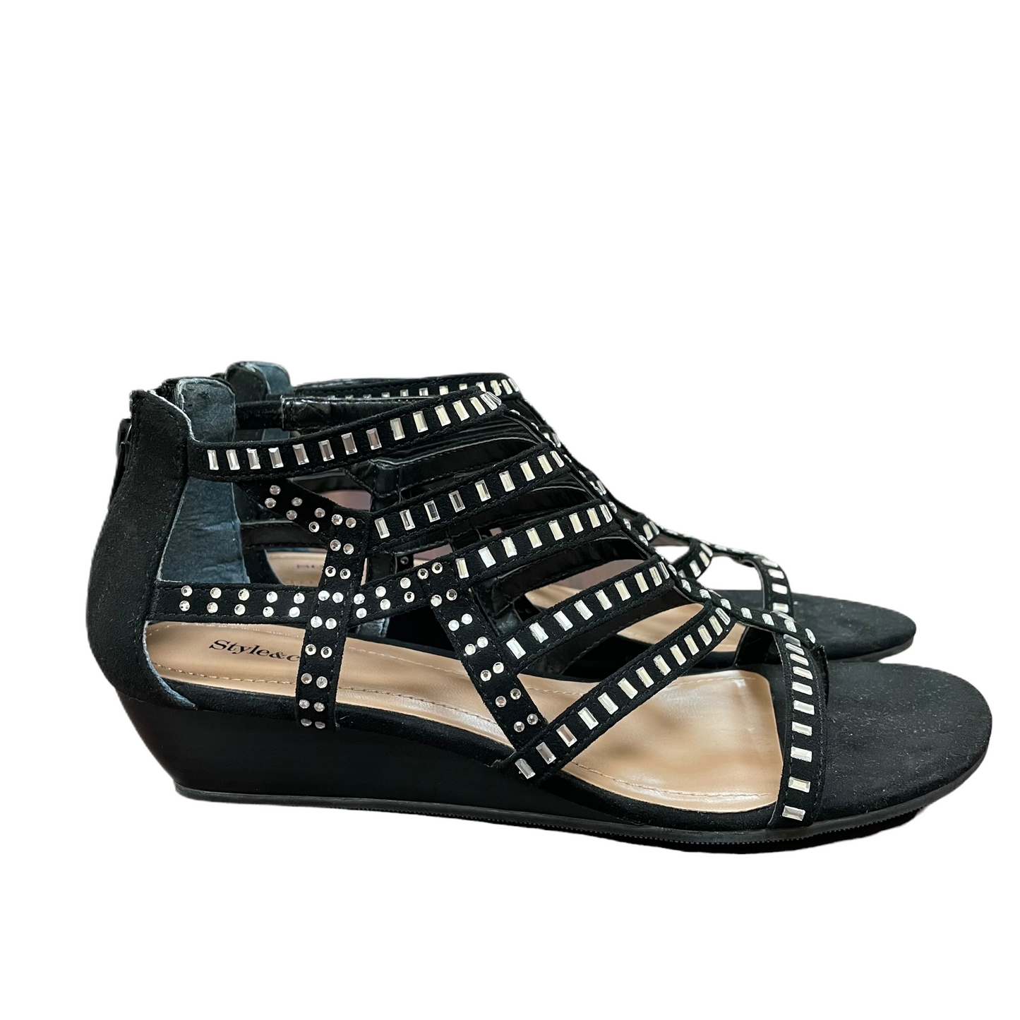 Black Sandals Heels Wedge By Style And Company, Size: 6.5