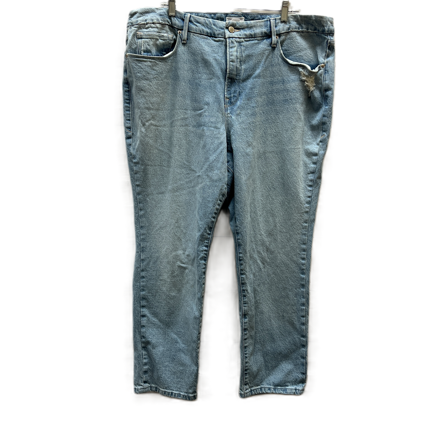 Jeans Straight By Good American In Blue Denim, Size: 18