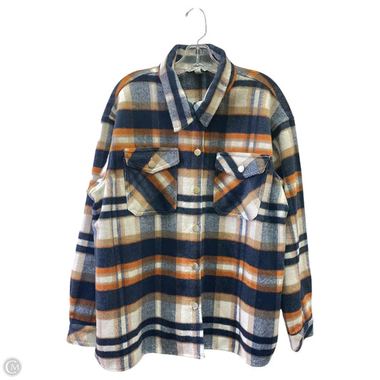 Jacket Shirt By NINE EIGHT In Plaid Pattern, Size: Xl