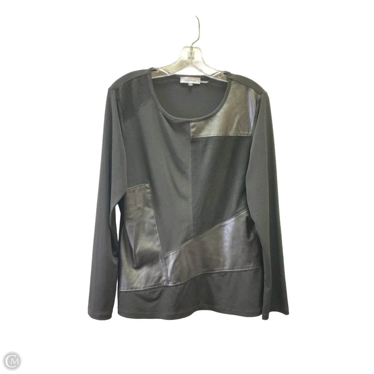 Top Long Sleeve By Calvin Klein In Black, Size: L