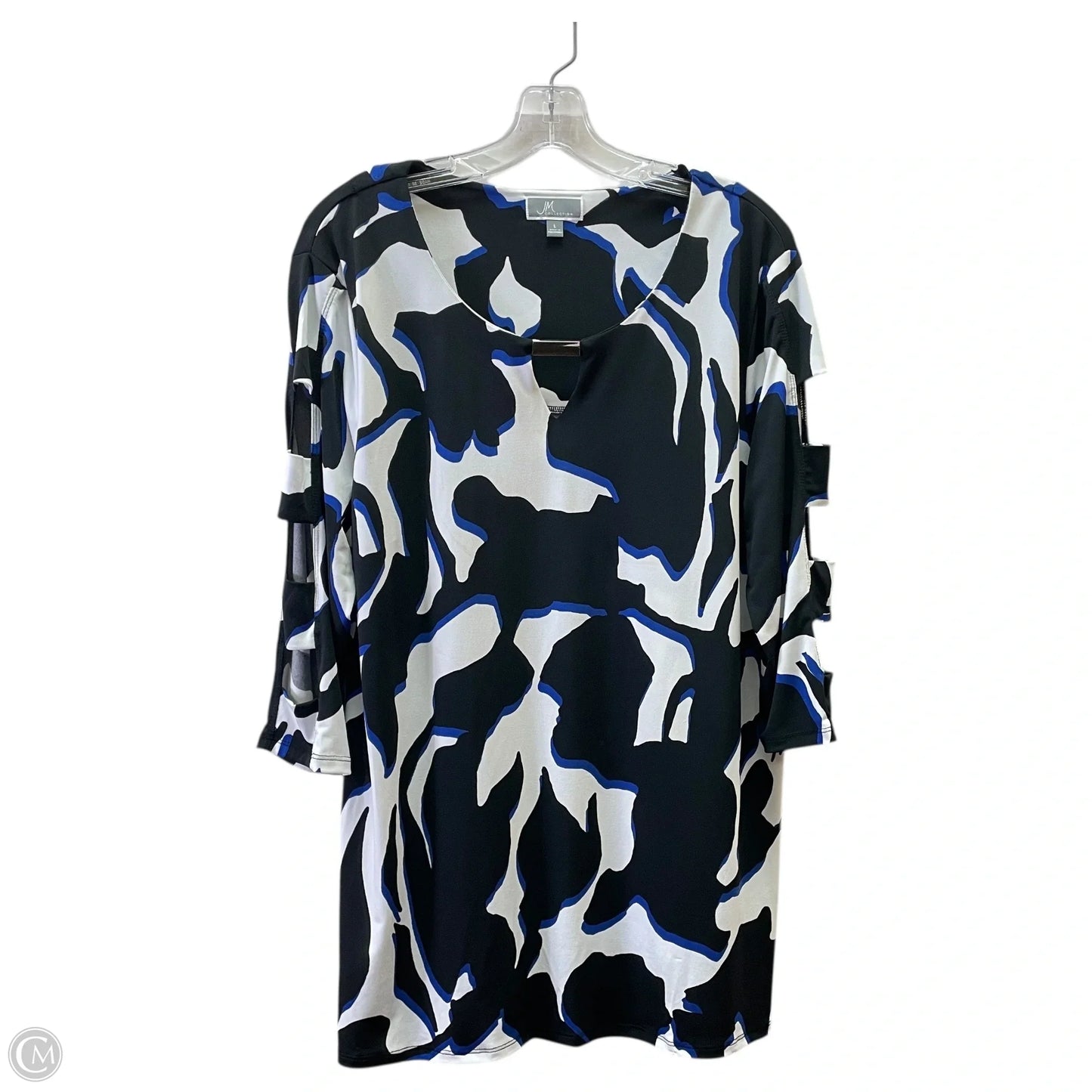 Top Short Sleeve By Jm Collections In Black & White, Size: L