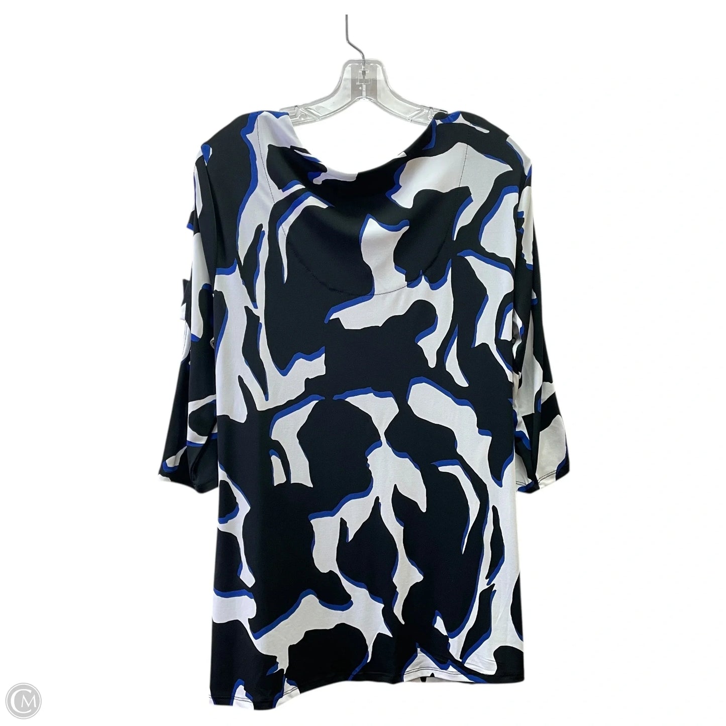 Top Short Sleeve By Jm Collections In Black & White, Size: L