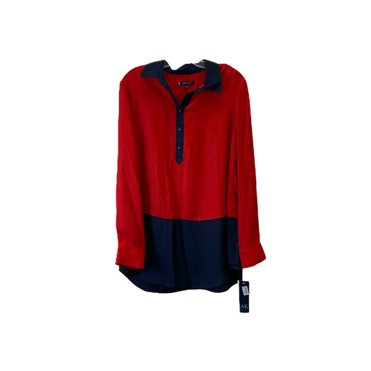 Red Tunic Long Sleeve By Anne Klein, Size: Xl