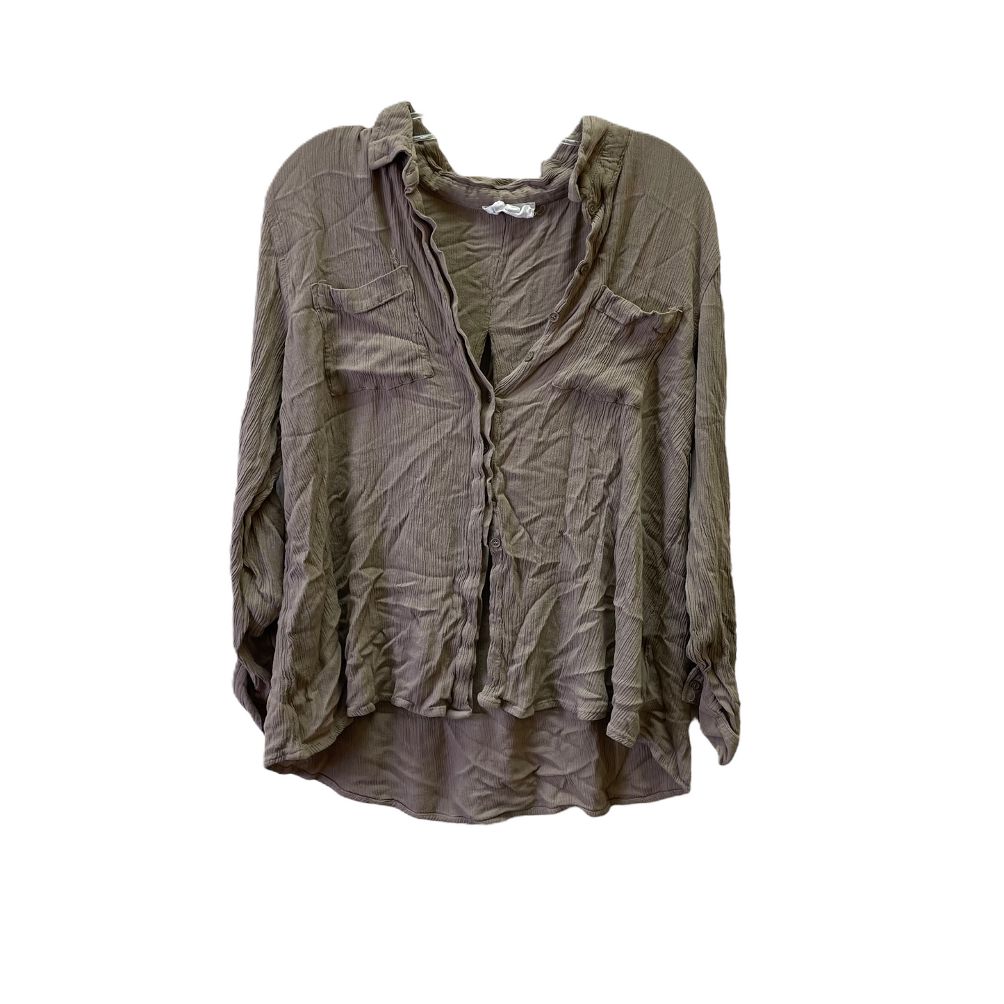 Taupe Top Long Sleeve Basic By Olive And Oak, Size: Xl