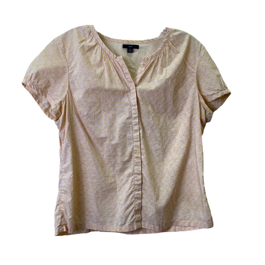 Pale Yellow Top Short Sleeve Basic By Gap, Size: L