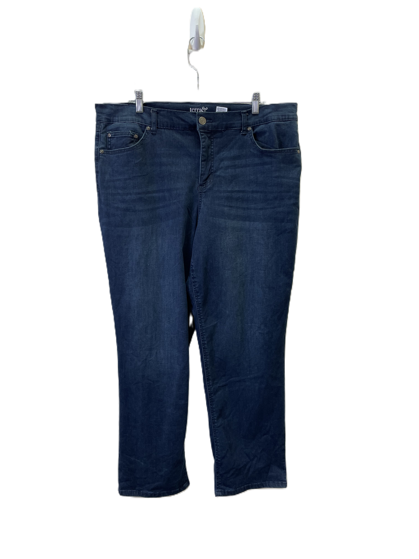 Jeans Straight By Terra & Sky In Blue Denim, Size: 20