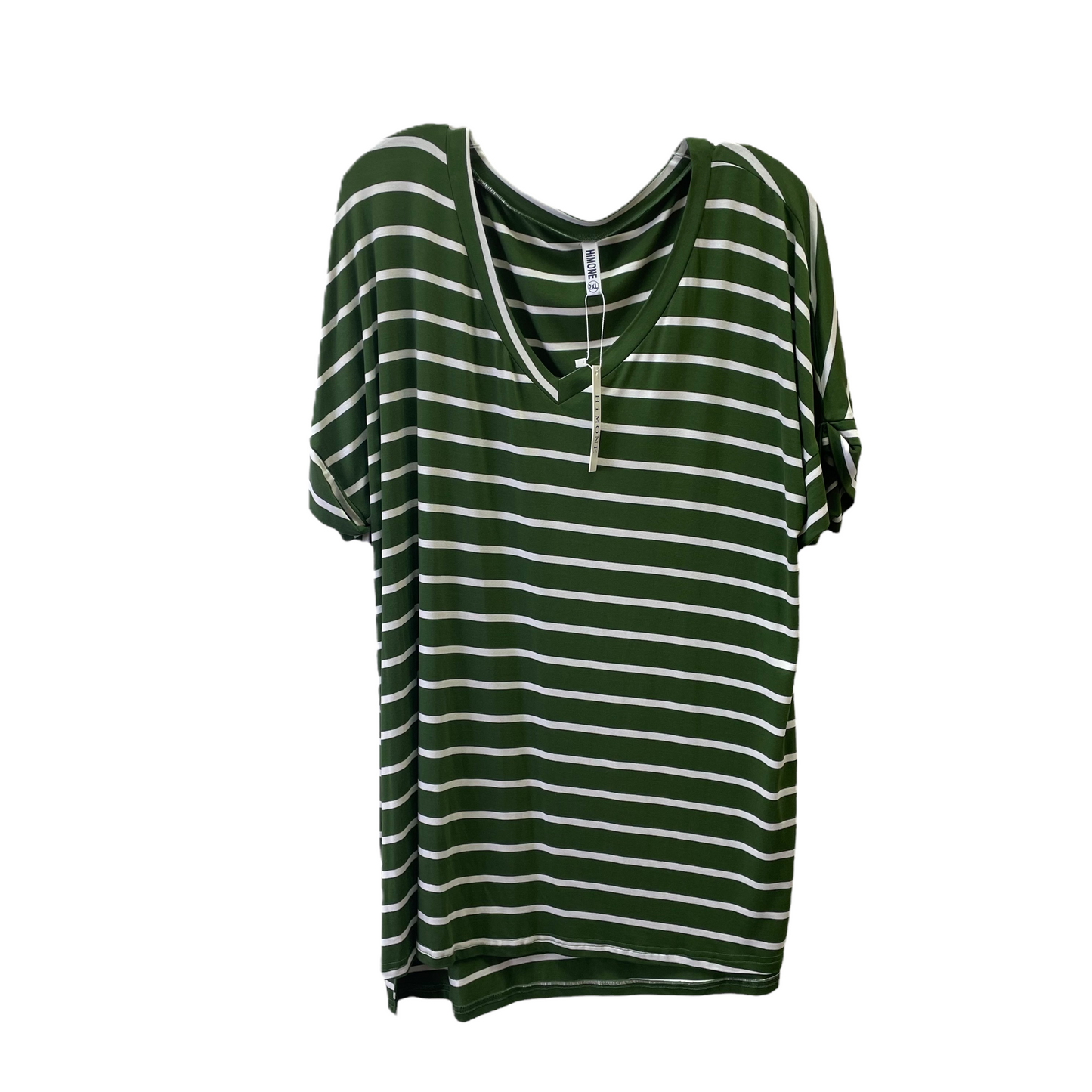 Green & White Tunic Short Sleeve By himone, Size: 2x