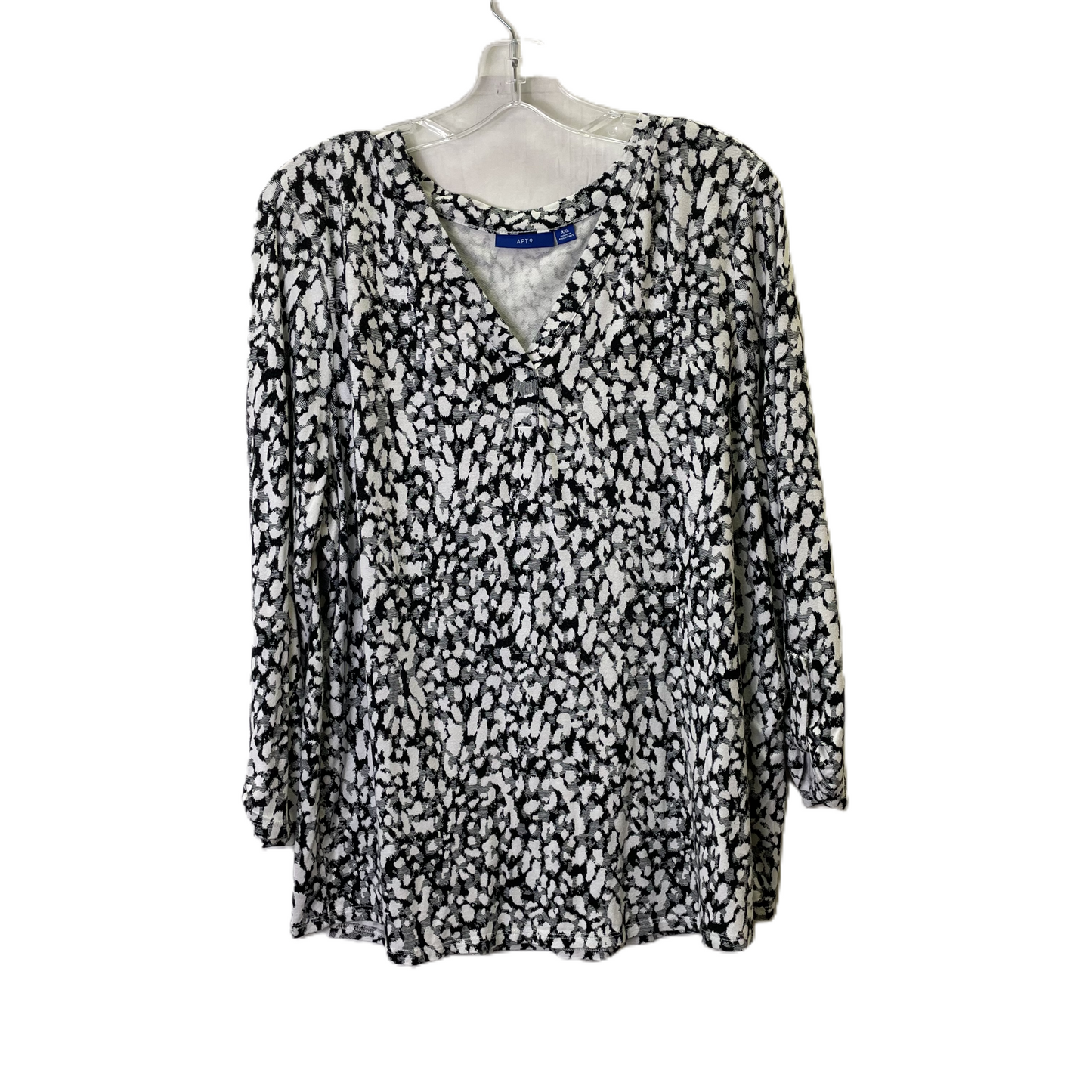 Top 3/4 Sleeve By Apt 9 In Black & White, Size: Xxl