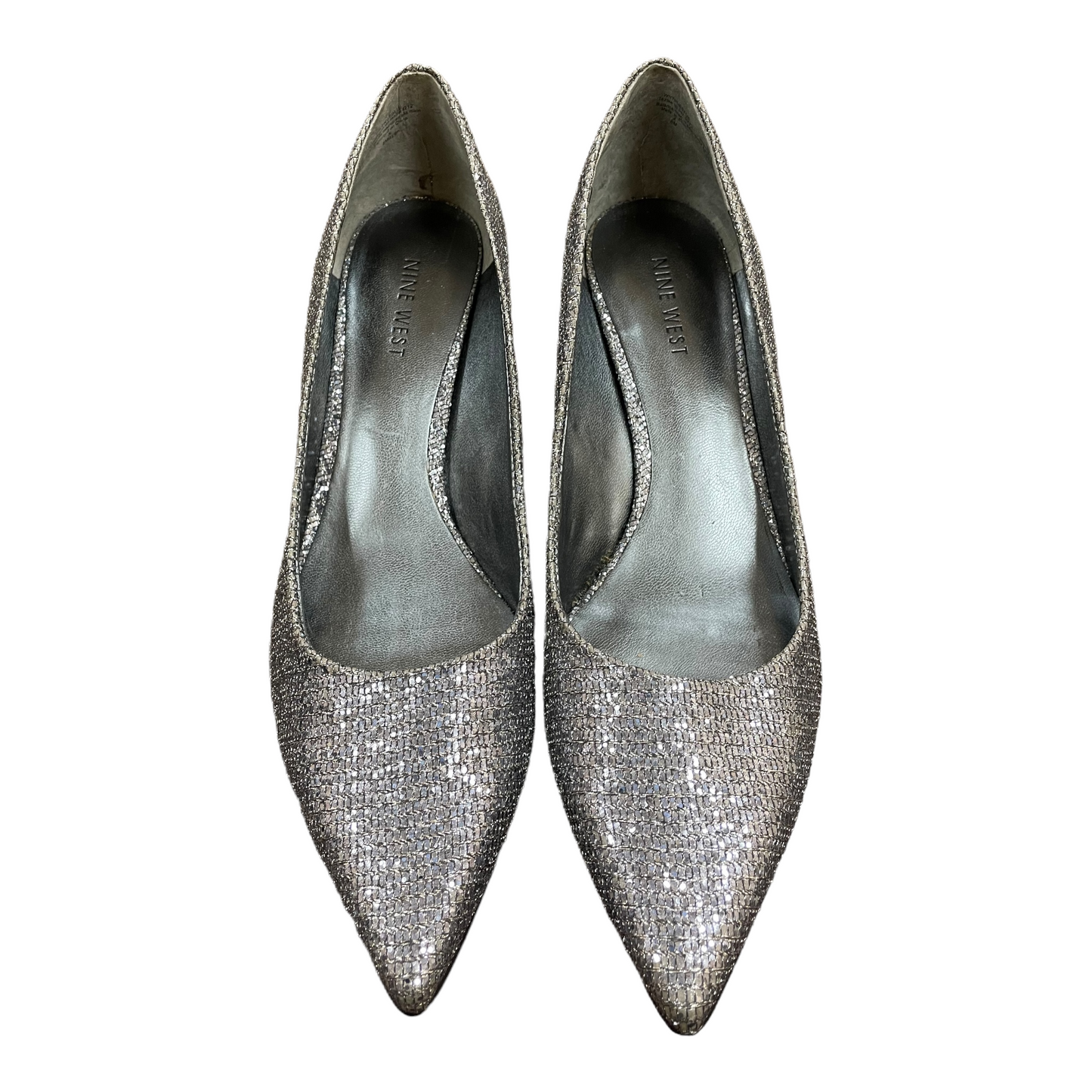 Silver Shoes Heels Stiletto By Nine West, Size: 8