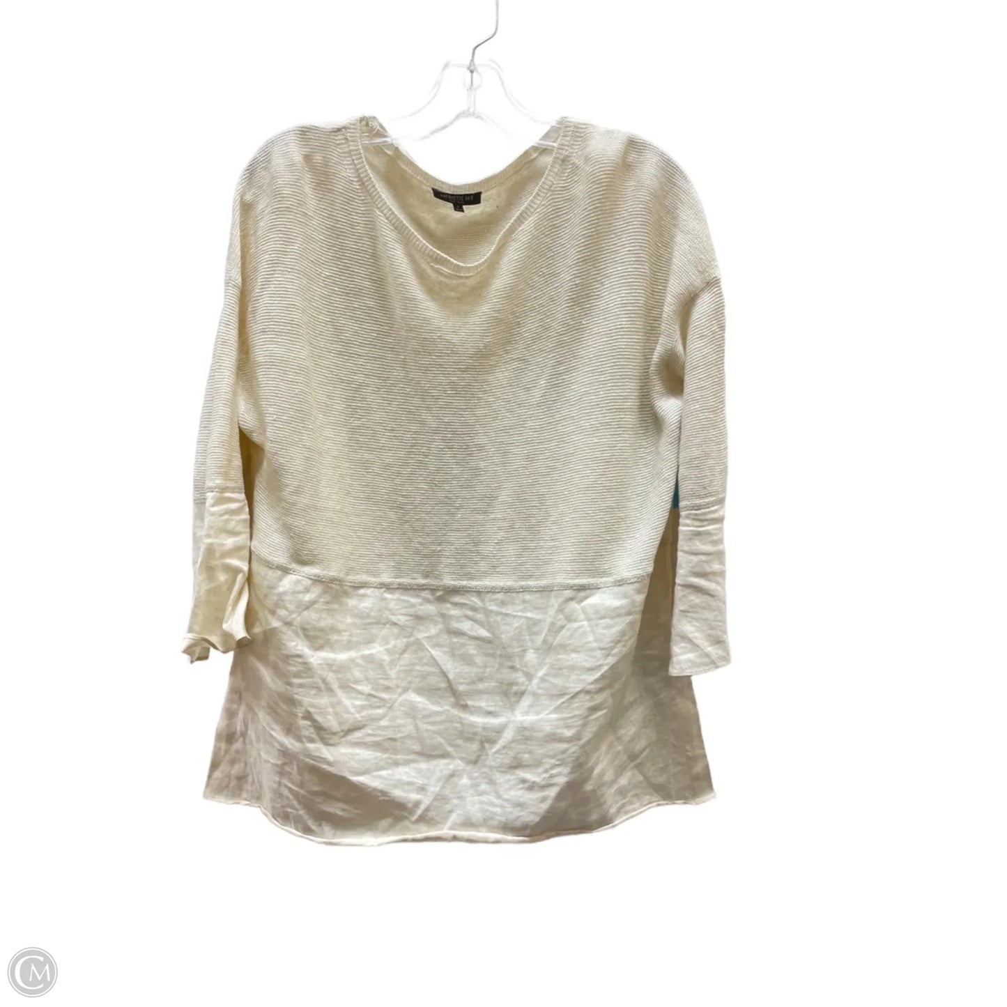 Top Long Sleeve Designer By Lafayette 148 In Cream, Size: S