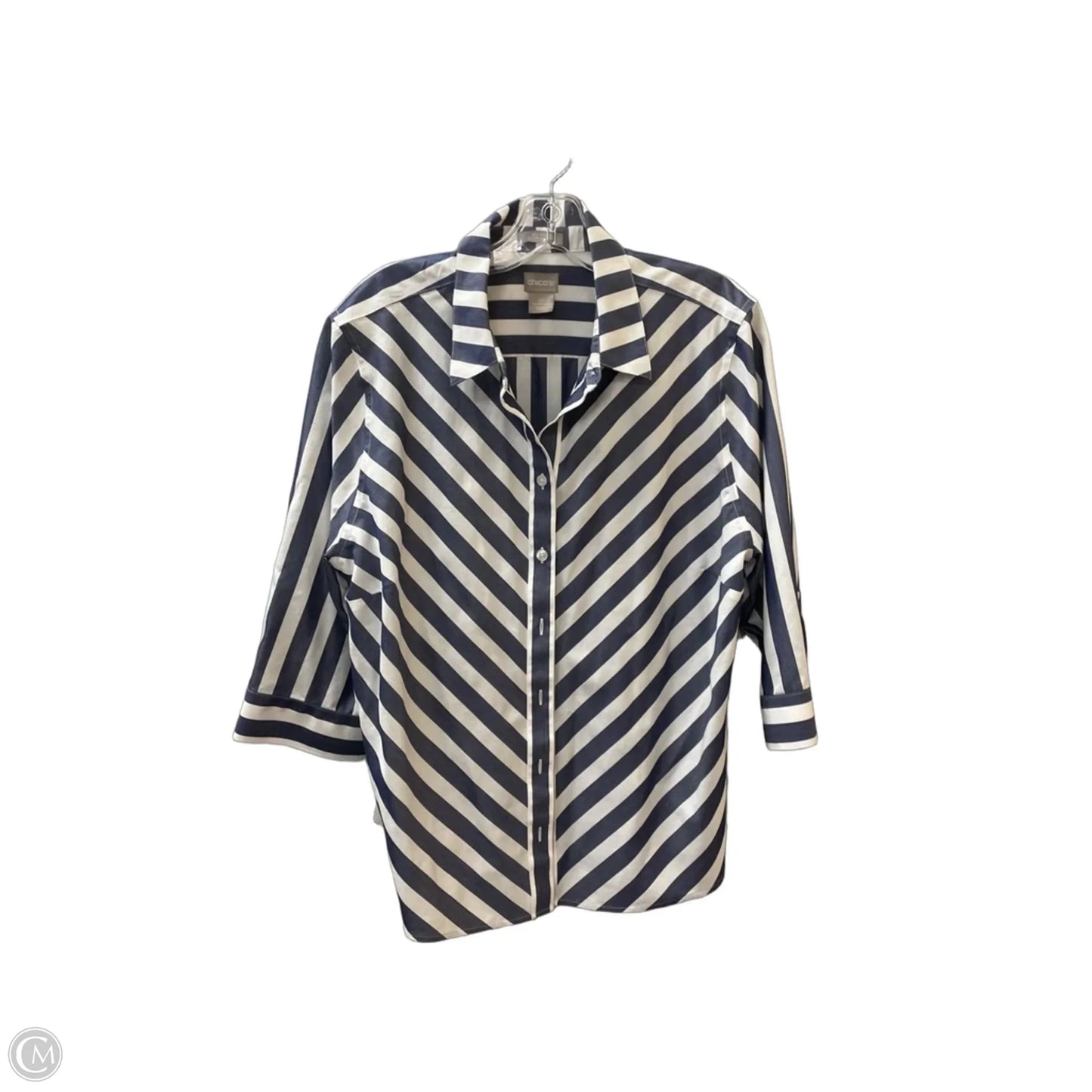 Top 3/4 Sleeve By Chicos In Navy, Size: Xl
