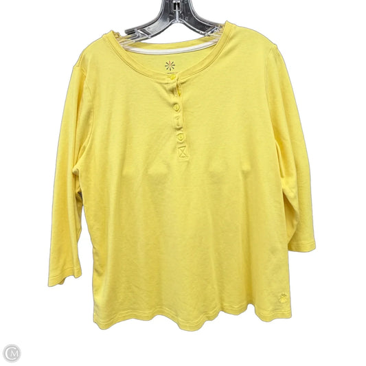 Top 3/4 Sleeve By Isaac Mizrahi Live Qvc In Yellow, Size: L