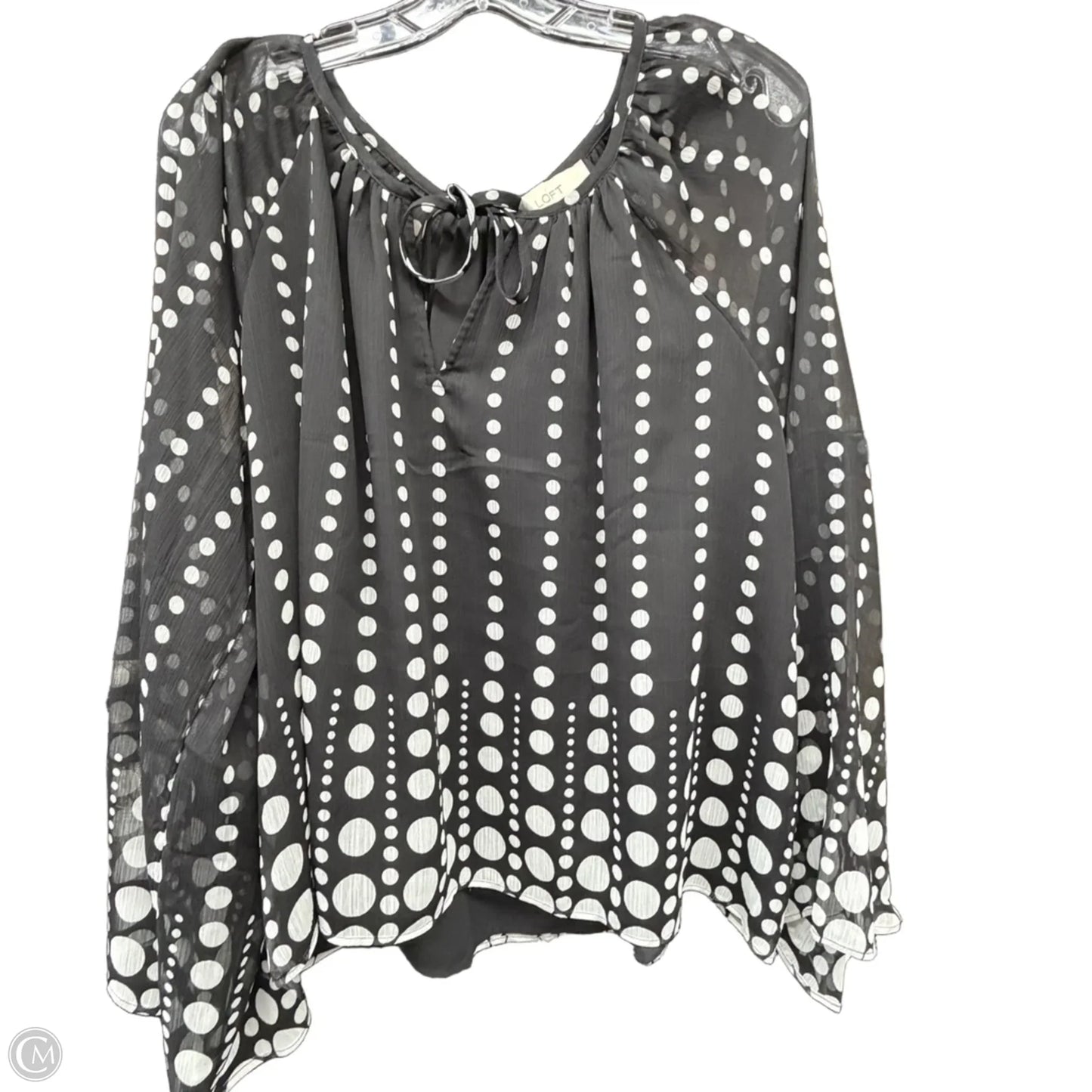 Top Long Sleeve Basic By Loft In Black & White, Size: M