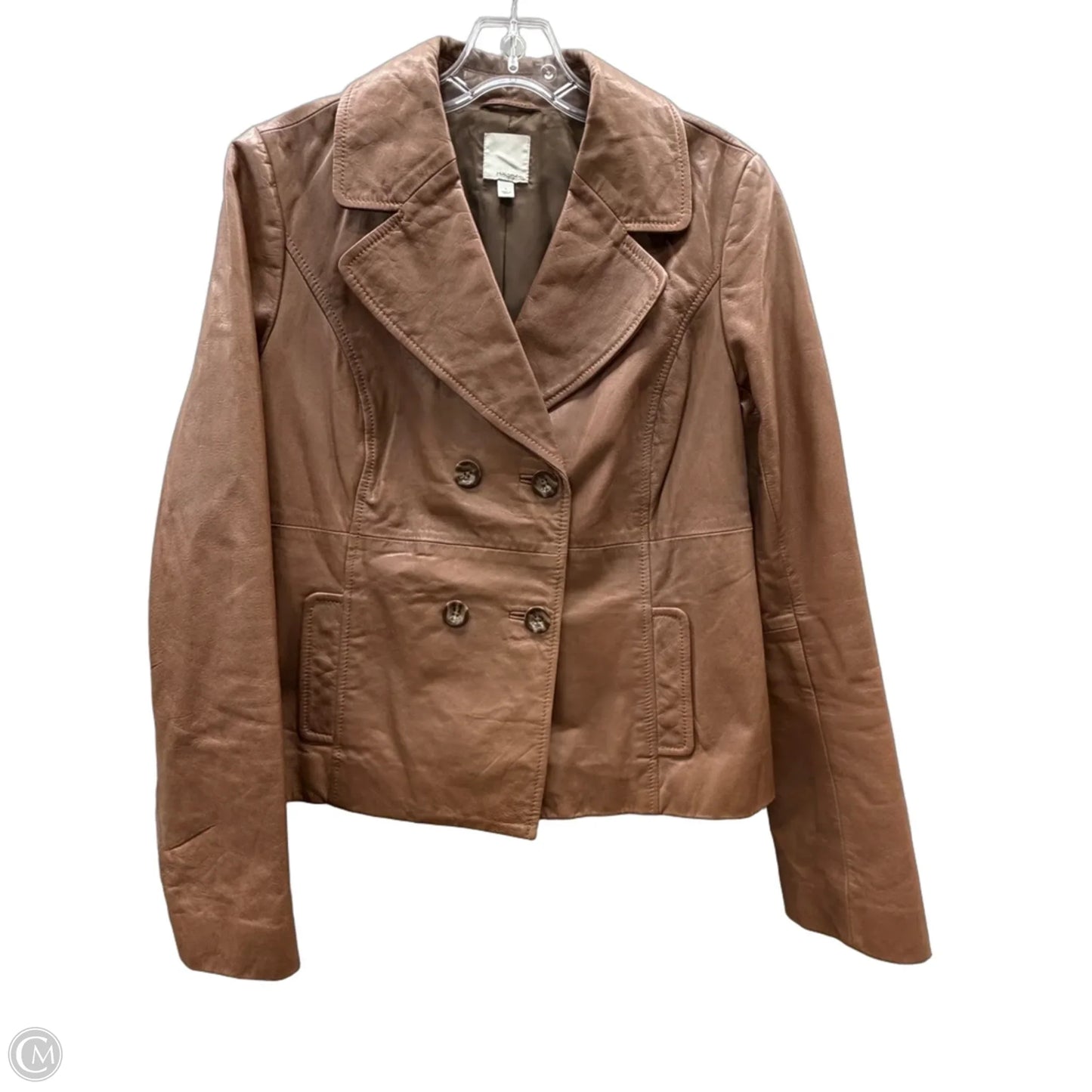 Jacket Leather By Halogen In Brown, Size: L