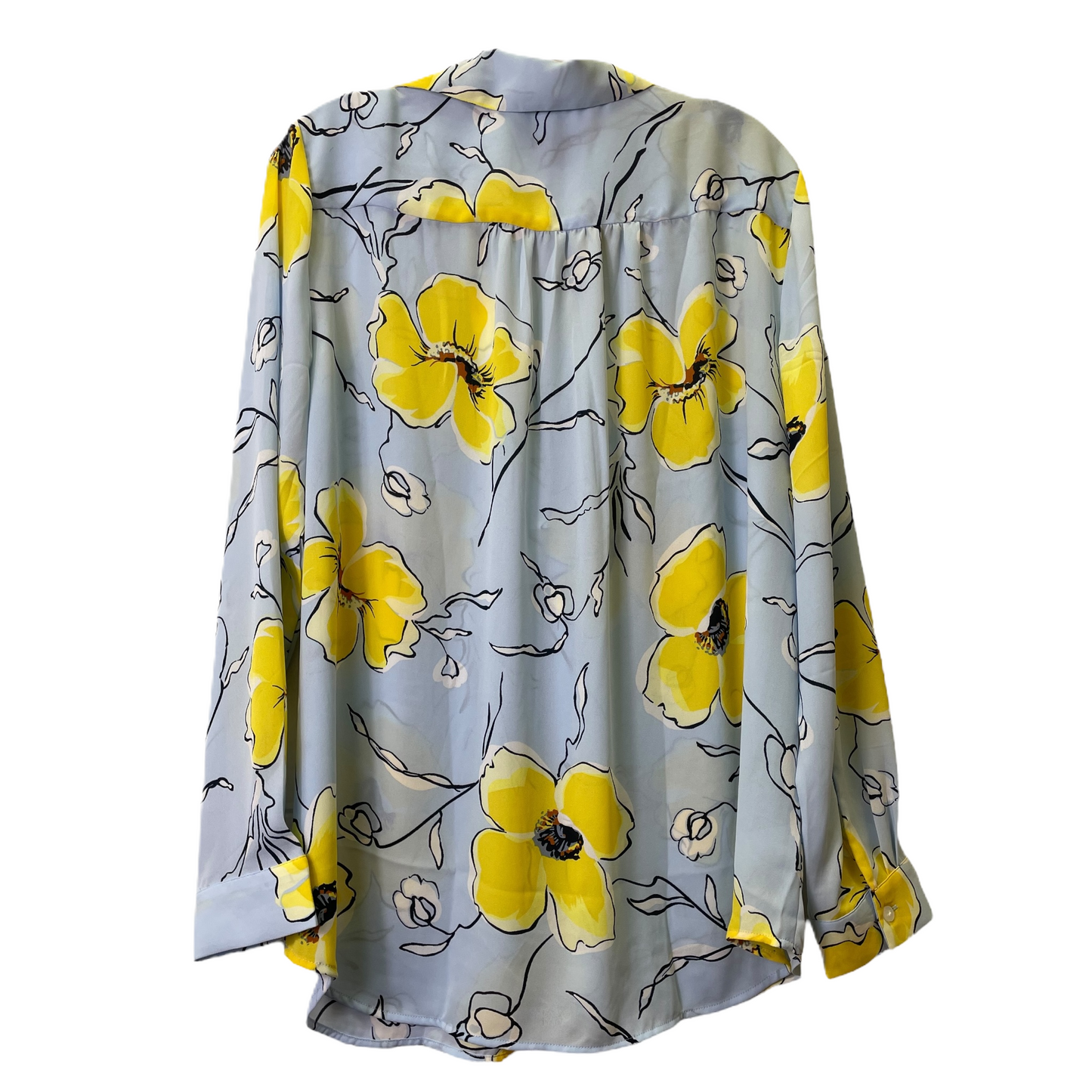 Blue & Yellow Top Long Sleeve By Ann Taylor, Size: L