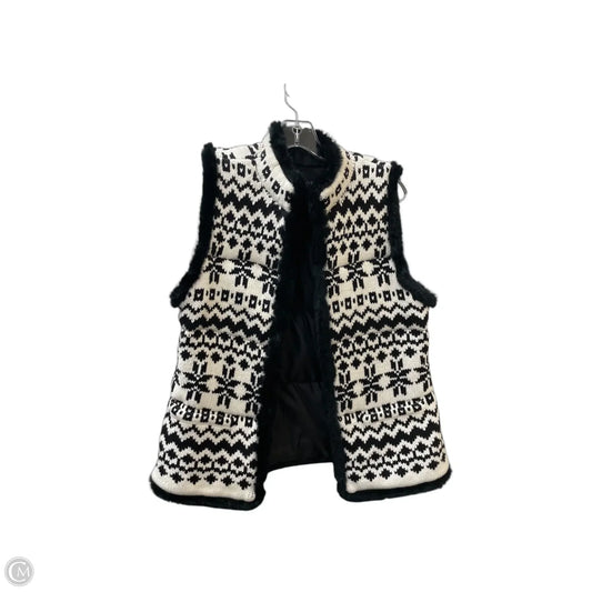 Vest Faux Fur & Sherpa By Talbots In Black & White, Size: Mp