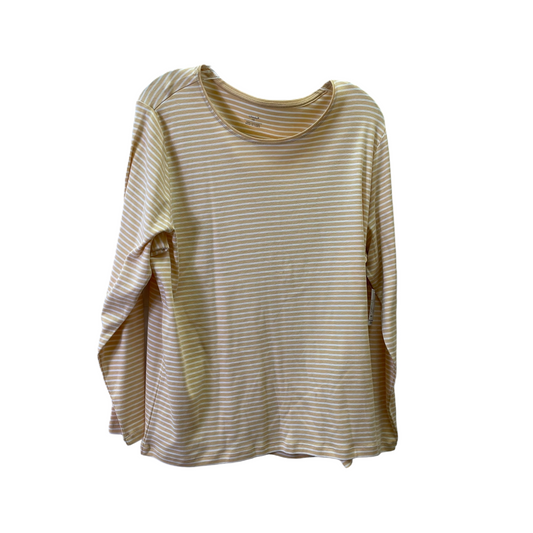 White & Yellow Top Long Sleeve Basic By Cj Banks, Size: 1x