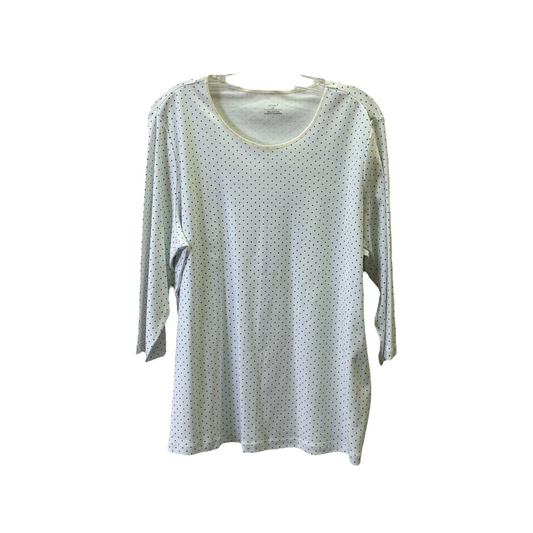 Blue & White Top Long Sleeve Basic By Cj Banks, Size: 1x