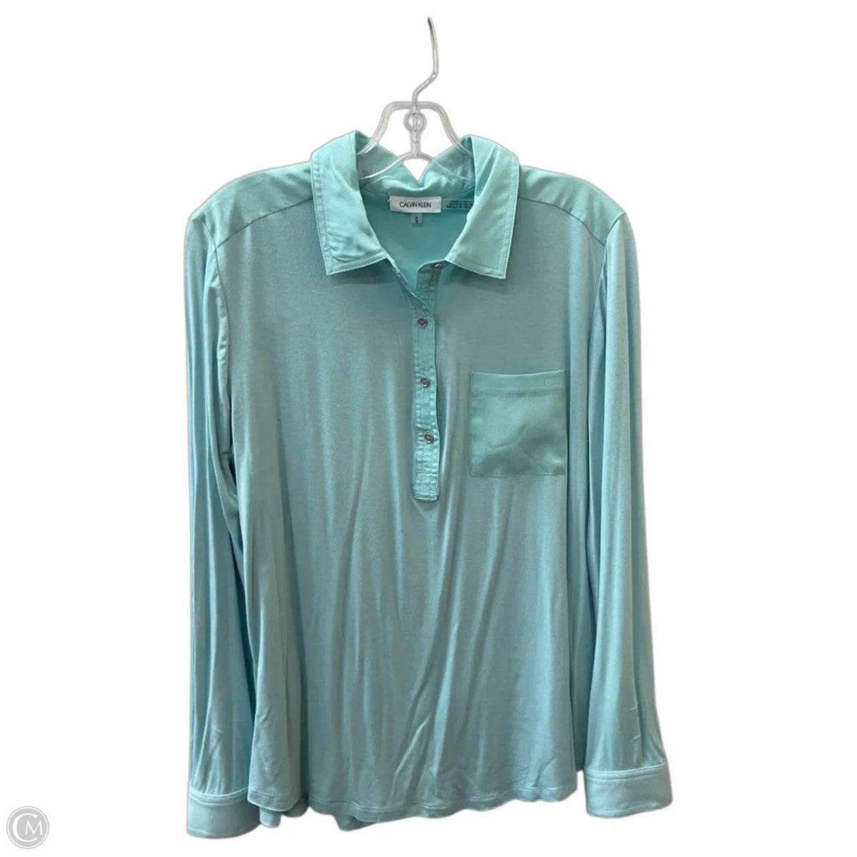 Top Long Sleeve By Calvin Klein In Blue, Size: M