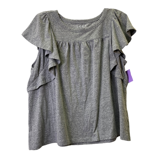 Grey Top Short Sleeve Basic By Loft, Size: Xl