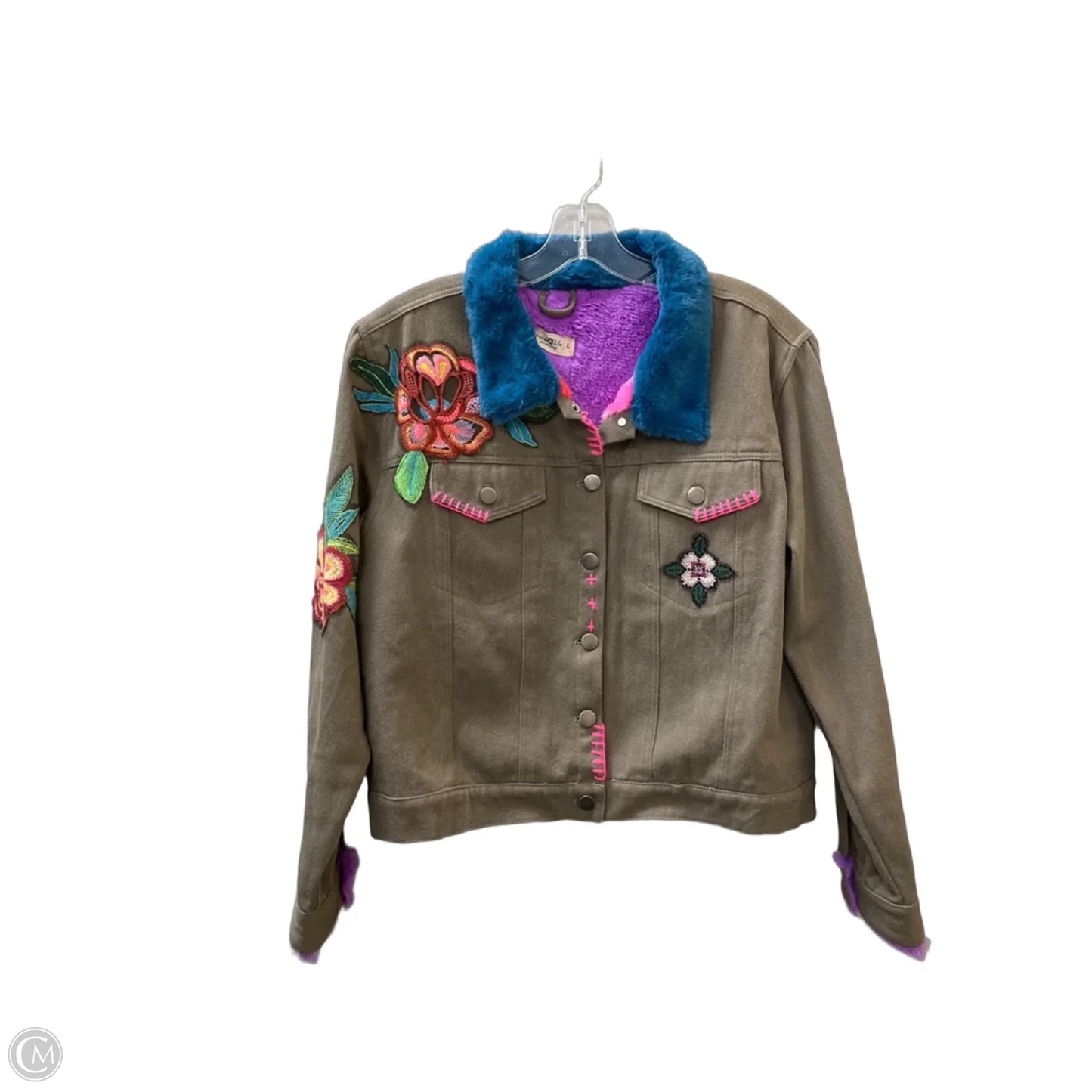 Jacket Denim By Natural Life In Brown, Size: L