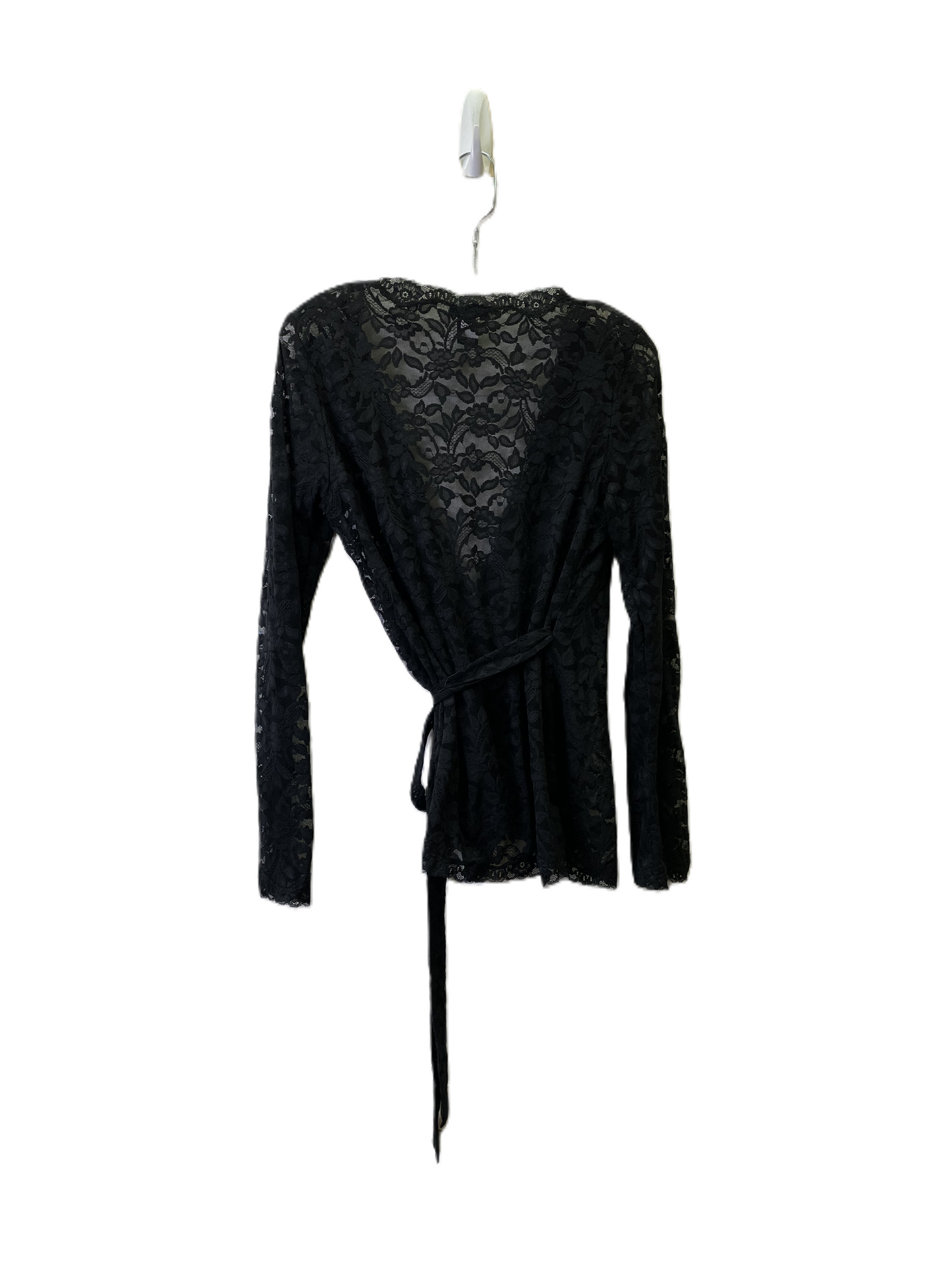 Blouse Long Sleeve By Moda Intl In Black, Size: L