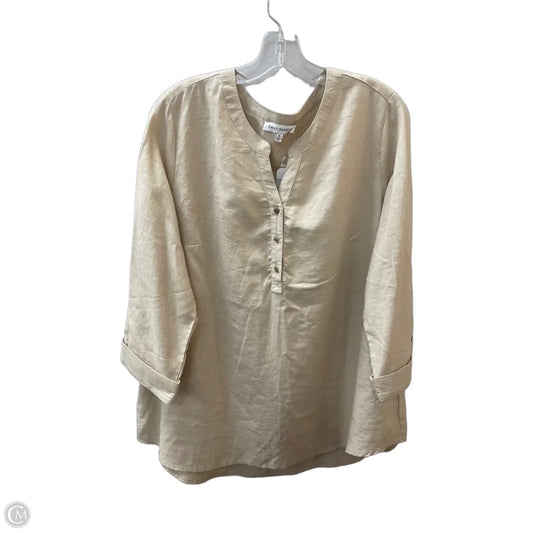 Top 3/4 Sleeve By Emily Daniels In Tan, Size: Xl