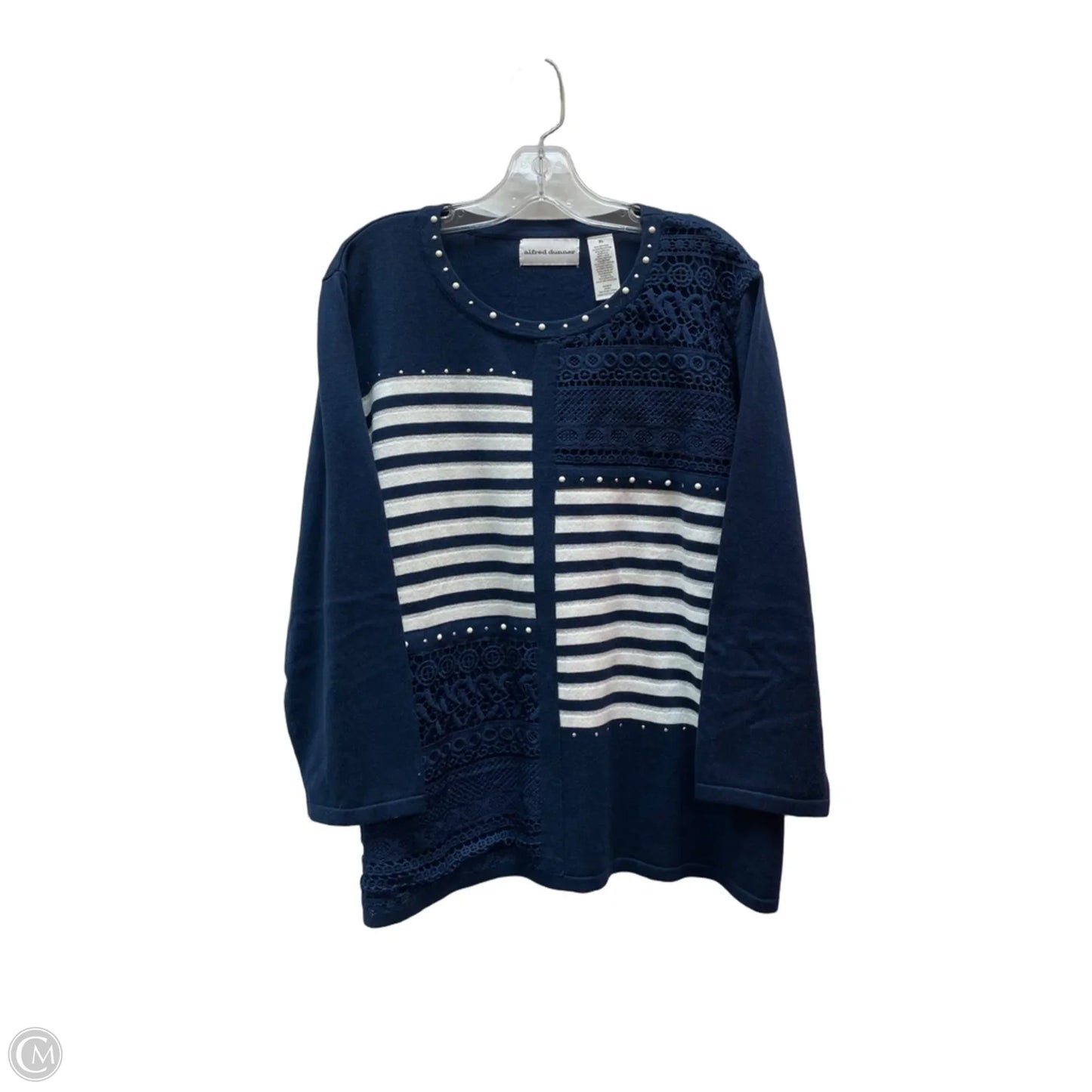 Sweater By Alfred Dunner In Blue & White, Size: Xl