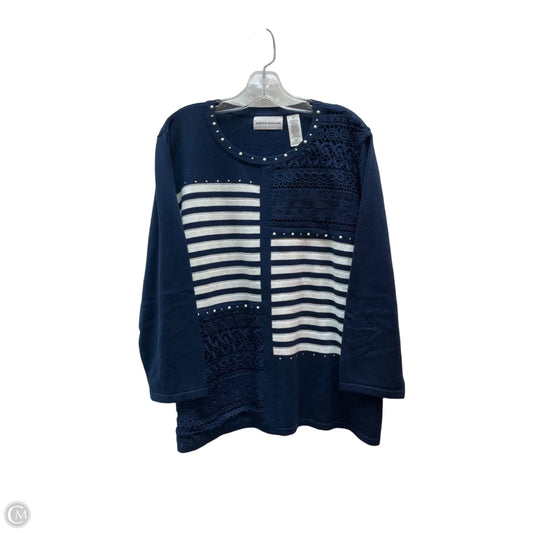 Sweater By Alfred Dunner In Blue & White, Size: Xl