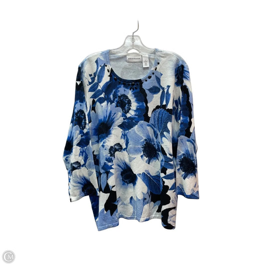 Top Long Sleeve By Alfred Dunner In Blue & White, Size: Xl