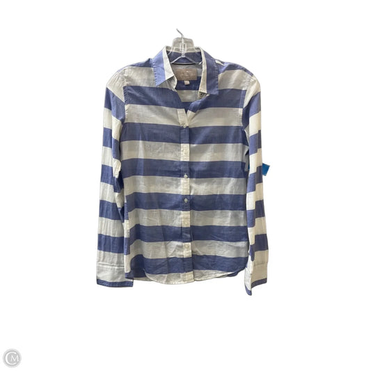 Top Long Sleeve By Banana Republic In Blue & White, Size: Xs