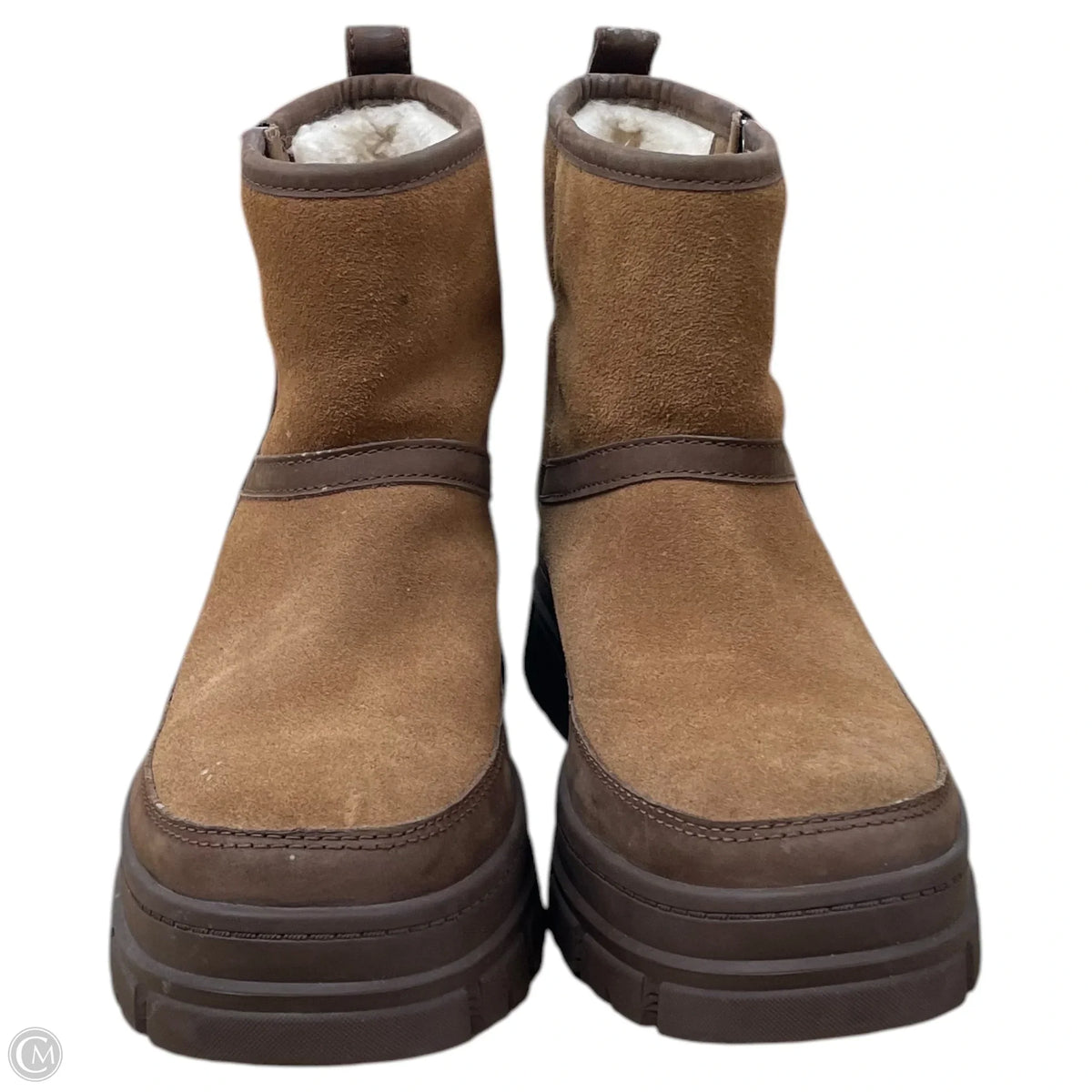 Boots Designer By Ugg In Brown, Size: 9