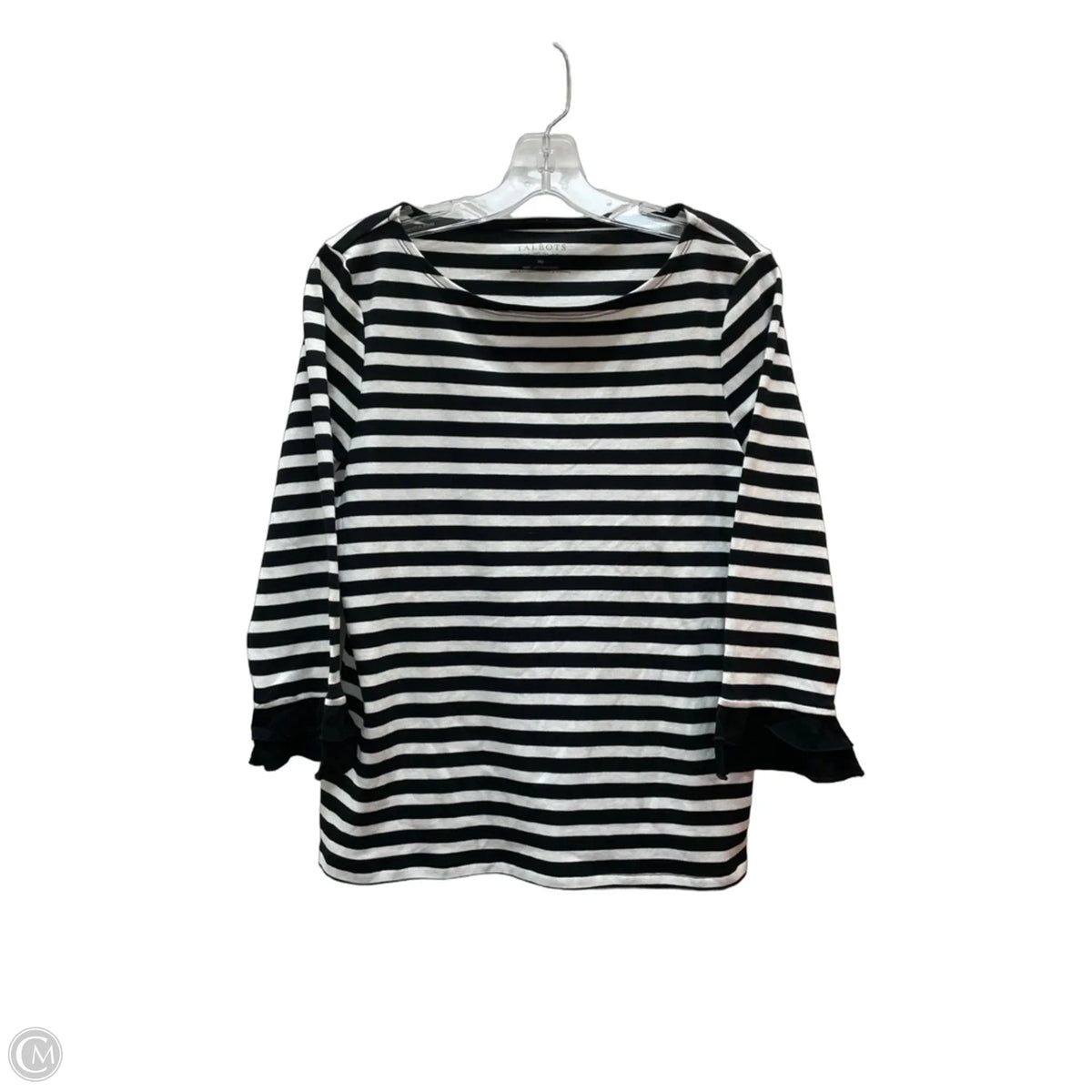 Top 3/4 Sleeve By Talbots In Black & White, Size: Mp
