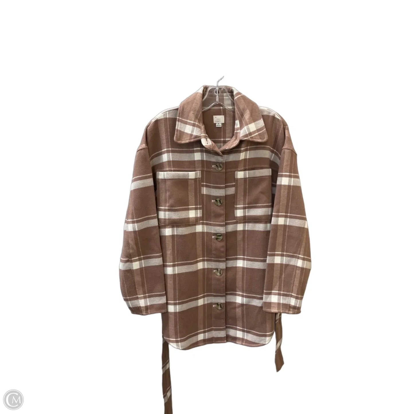 Jacket Shirt By A New Day In Brown & White, Size: M