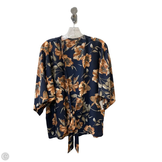 Blouse 3/4 Sleeve By West Kei In Blue & Orange, Size: S