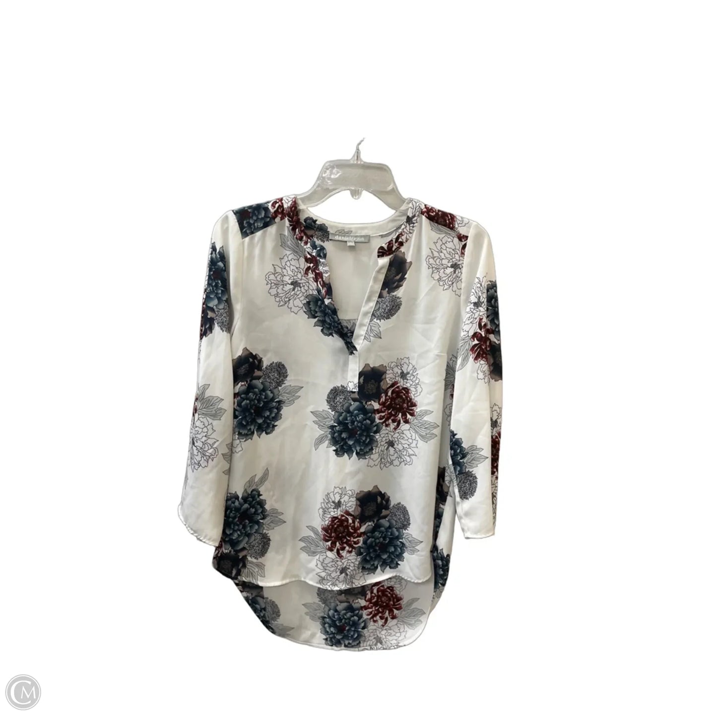 Blouse Long Sleeve By Daniel Rainn In Red & White, Size: S