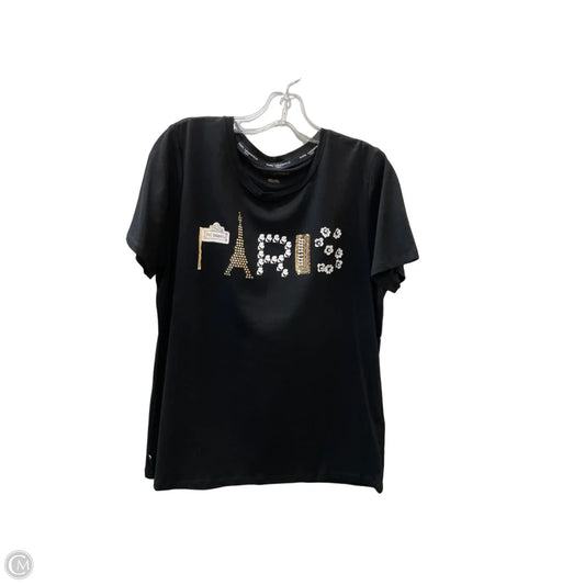 Top Short Sleeve Designer By Karl Lagerfeld In Black & Gold, Size: M