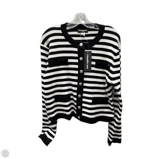 Cardigan Designer By Karl Lagerfeld In Black & White, Size: Xl