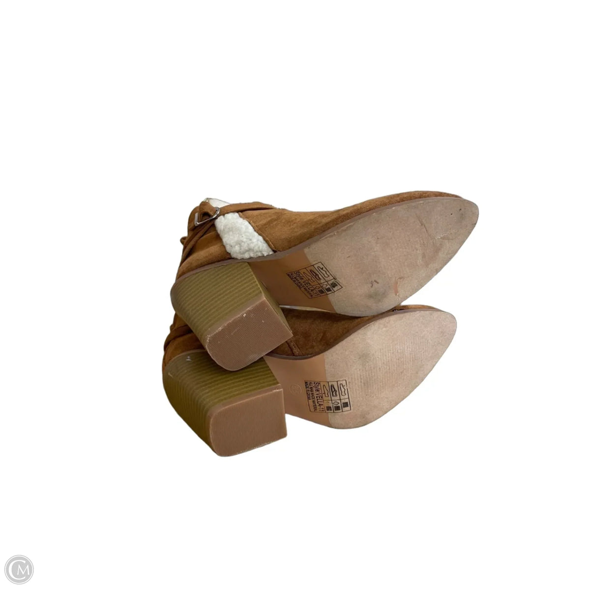 Boots Ankle Heels By Yoki In Brown & Cream, Size: 6.5